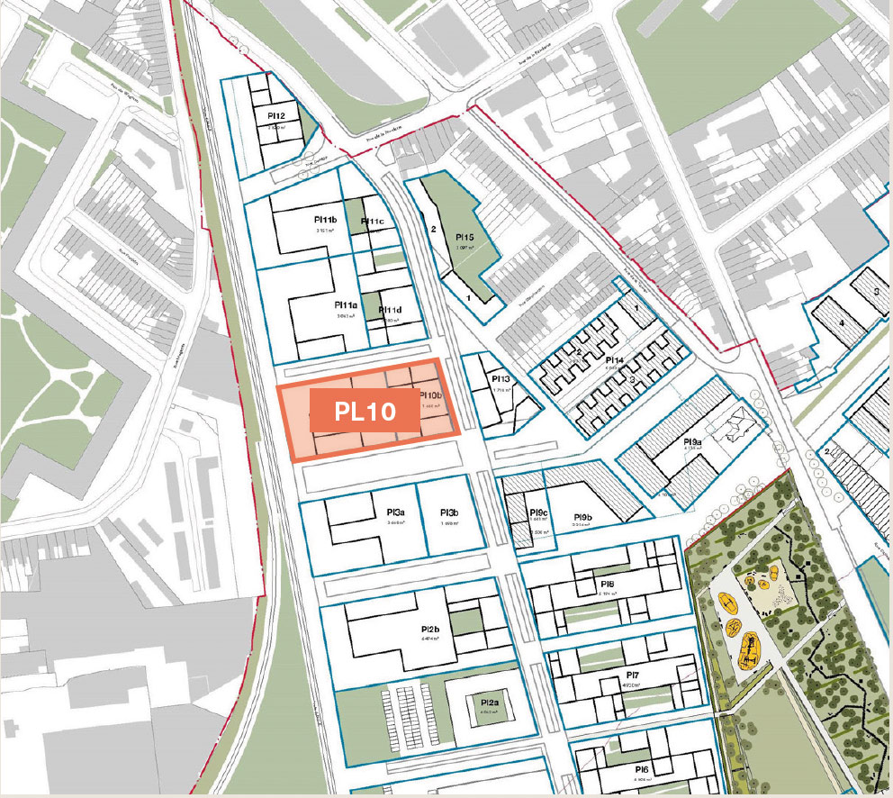 Ville Renouvelee quartier de l'union à Tourcoing, plan des lots disponibles à la vente PL10