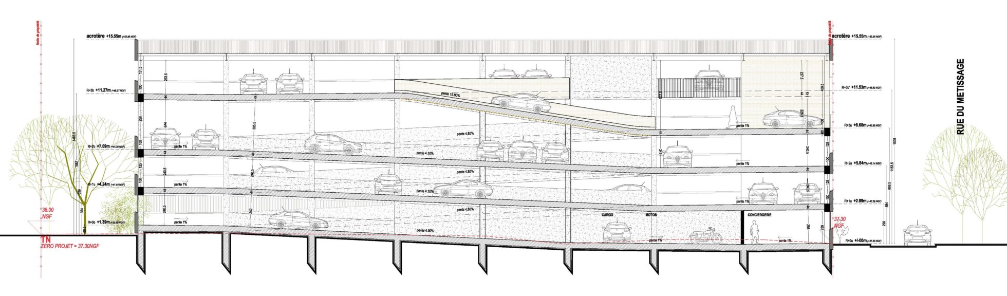 Parking parc Union perspectives et plan Ville Renouvelée Tourcoing